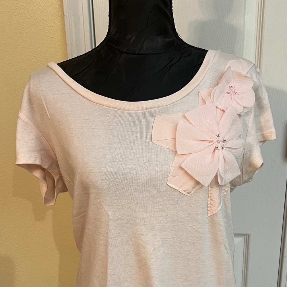 Apt. 9 Light Pink Floral Embellished Tee